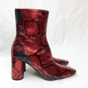 BALENCIAGA metallic snakeskin ankle boots